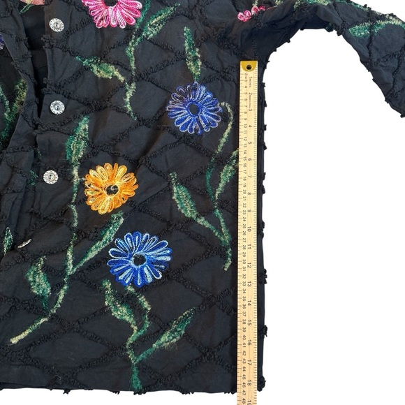Vintage Roaman's Black Jacket Vibrant Floral Embroidery Yellow Blue Pink Large - Picture 9 of 16